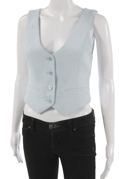 Wilfred Womens Sleeveless V Neck Button Vest Light Blue Polyester Size 4