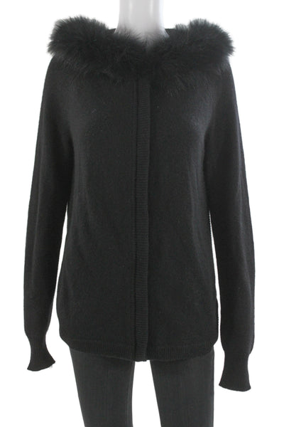 C by Bloomingdales Unisex Full Zip 100% Cashmere Sweater Black Size L