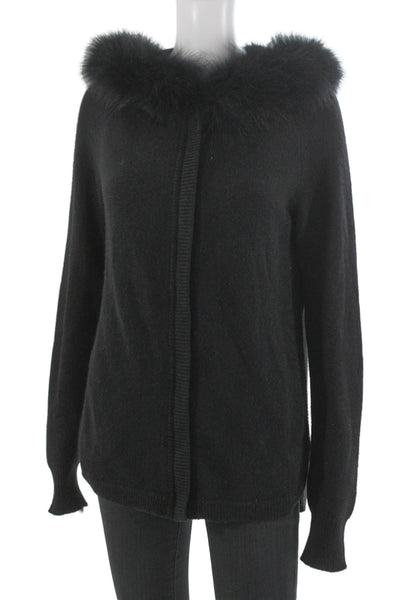 C by Bloomingdales Unisex Full Zip 100% Cashmere Sweater Black Size L
