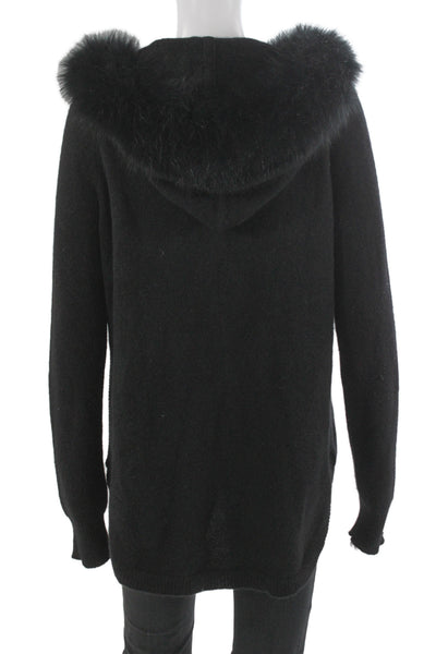C by Bloomingdales Unisex Full Zip 100% Cashmere Sweater Black Size L