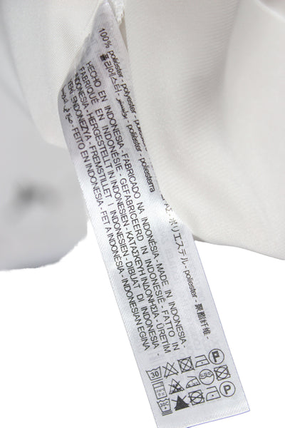Zara Women Basic Collared Button Up Blouse White Long Sleeve Polyester Size S