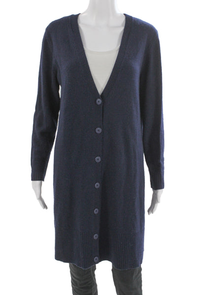 John Patrick Unisex Dark Blue V-Neck Button Cardigan Long Sleeve Size S