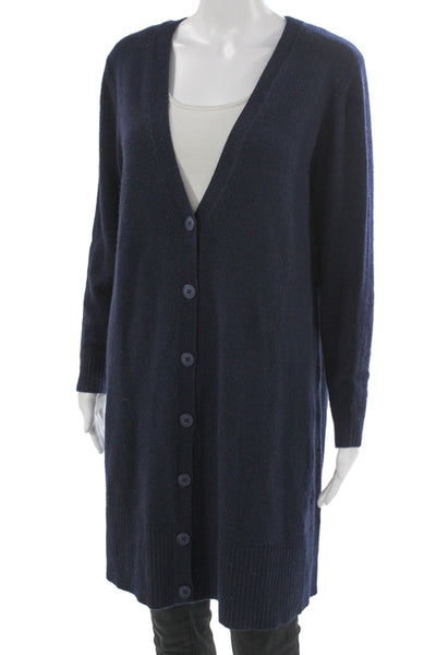 John Patrick Unisex Dark Blue V-Neck Button Cardigan Long Sleeve Size S