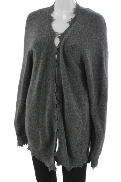 IRO Unisex Dark Gray Merino Cashmere V-Neck Cardigan Long Sleeve Size M