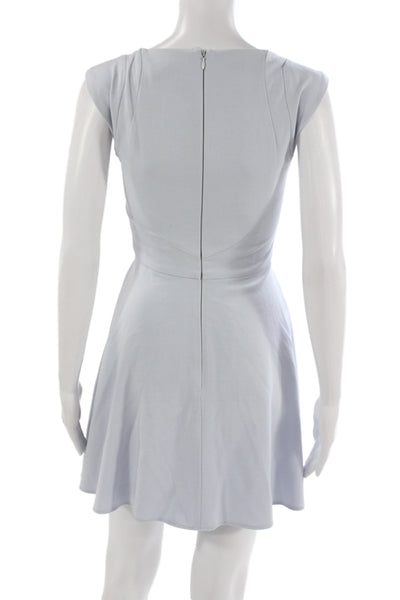 French Connection Women A-Line Fit & Flare Dress Light Blue Round Neck Size 0