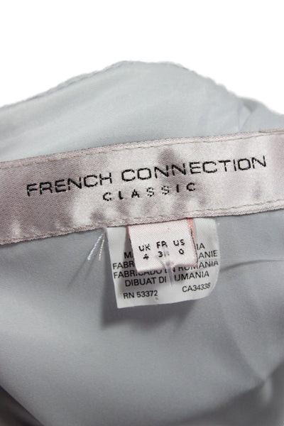French Connection Women A-Line Fit & Flare Dress Light Blue Round Neck Size 0