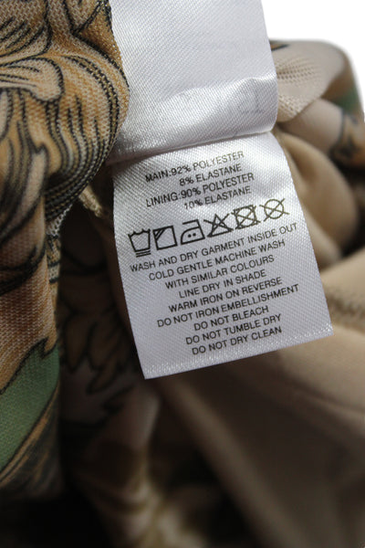 Tiger Mist Women Maxi Slip Dress Green Floral V-Neck Sleeveless Size S