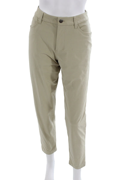 Lululemon Women Cropped Ankle Khakis Pants Beige Button Polyester Blend Size 29