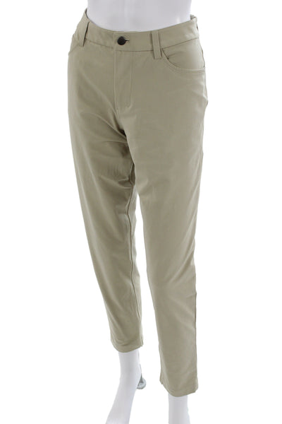 Lululemon Women Cropped Ankle Khakis Pants Beige Button Polyester Blend Size 29