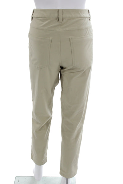 Lululemon Women Cropped Ankle Khakis Pants Beige Button Polyester Blend Size 29