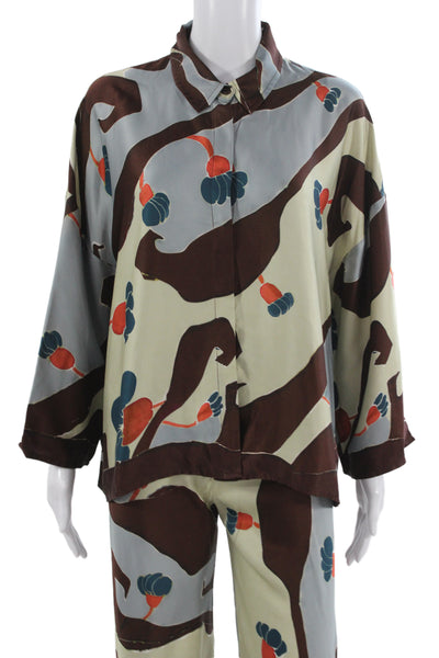 Faithfull Unisex Beige Collared Graphic Long Sleeve 2 Piece Top Size S