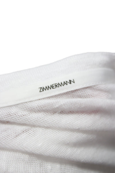 Zimmermann Womens Basic White Linen 3/4 Sleeve Blouse Designer Size 0
