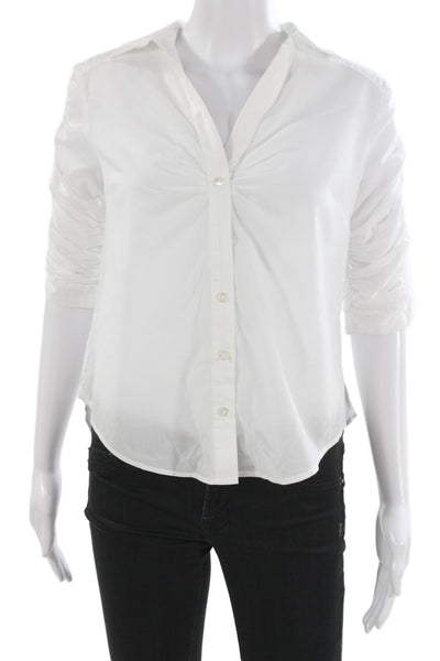 Veronica Beard Women Cotton Button-Up Blouse 3/4 Sleeve White Size S