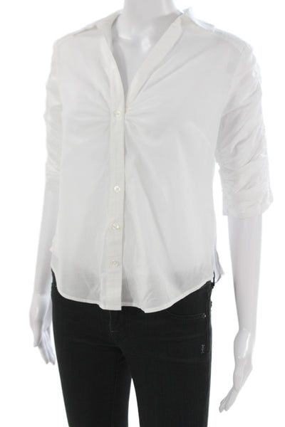 Veronica Beard Women Cotton Button-Up Blouse 3/4 Sleeve White Size S