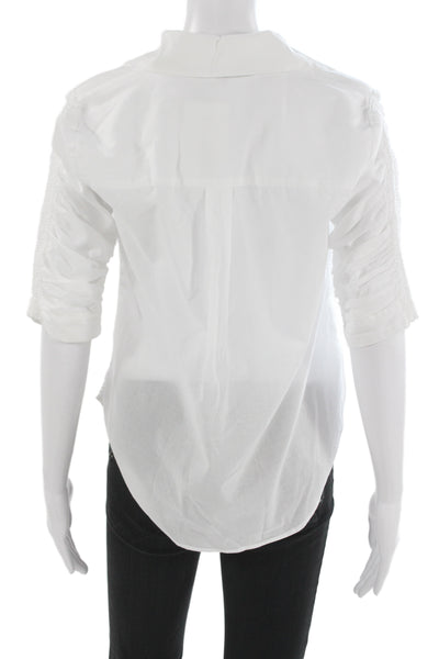 Veronica Beard Women Cotton Button-Up Blouse 3/4 Sleeve White Size S