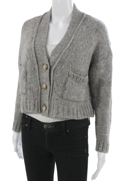 Something Navy Unisex Gray Cashmere V Neck Cardigan Sweater Long Sleeve Size S