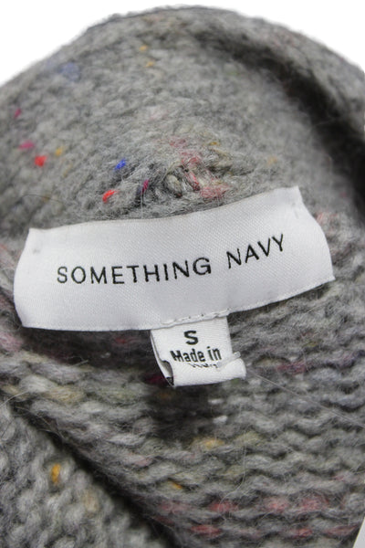 Something Navy Unisex Gray Cashmere V Neck Cardigan Sweater Long Sleeve Size S