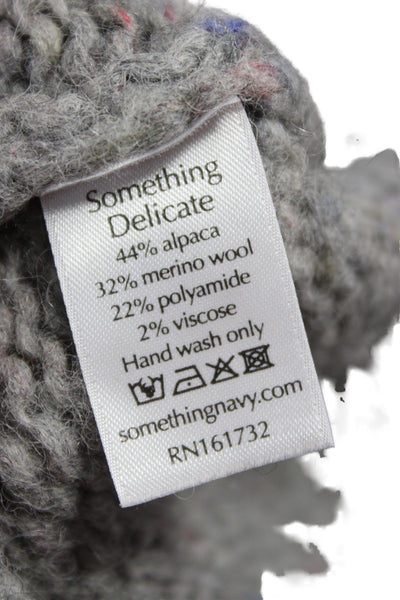 Something Navy Unisex Gray Cashmere V Neck Cardigan Sweater Long Sleeve Size S