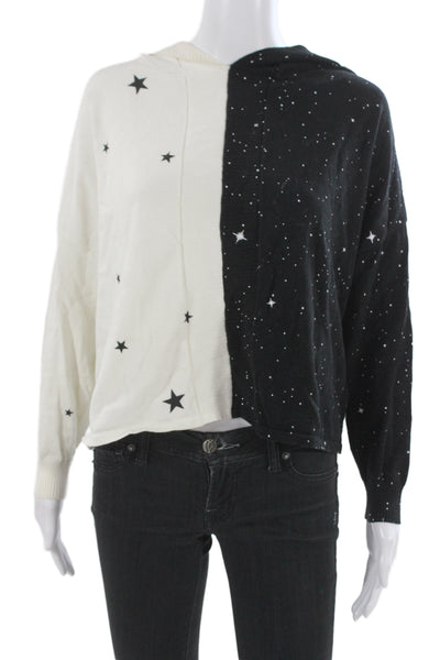 Central Park West Women Black Star Graphic Pullover Hoodie Size M
