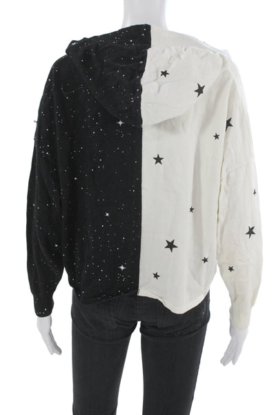Central Park West Women Black Star Graphic Pullover Hoodie Size M