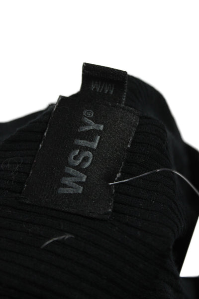 WSLY Womens Cropped Tank Black Tencel Crewneck Size M