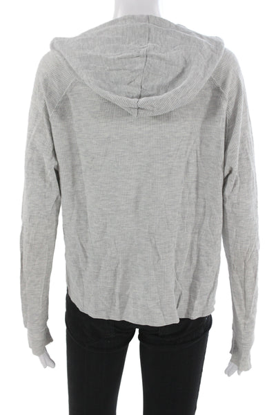 Generation Love Women Pullover Hoodie Gray V Neck Long Sleeve Tie Size M