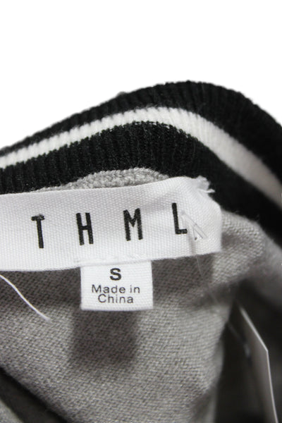 THML Unisex Long Sleeve Pullover Gray Graphic Crew Neck 90s Size S