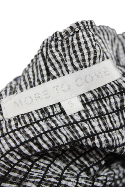 More To Come Womens Cropped Black Check Square Neck Long Sleeve Blouse Size S