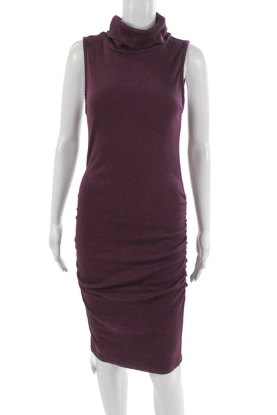 Michael Stars Women Bodycon Sweater Dress Purple Turtleneck Sleeveless Size M