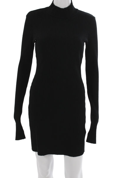 Cotton Citizen Women Bodycon Sweater Dress Black Long Sleeve Mock Neck Size L