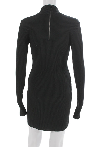 Cotton Citizen Women Bodycon Sweater Dress Black Long Sleeve Mock Neck Size L