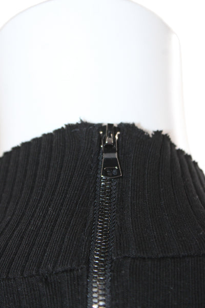 Cotton Citizen Women Bodycon Sweater Dress Black Long Sleeve Mock Neck Size L