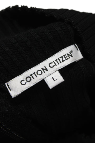 Cotton Citizen Women Bodycon Sweater Dress Black Long Sleeve Mock Neck Size L