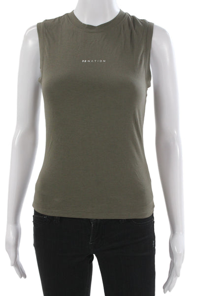 The Upside Women Basic Jersey Tank Green Crew Neck Sleeveless Size S