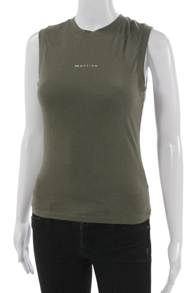 The Upside Women Basic Jersey Tank Green Crew Neck Sleeveless Size S
