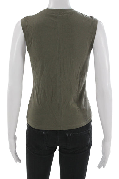 PE Nation Women Army Green Crew Neck Tank Tencel Cotton Size M