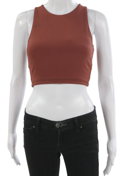 The Upside Womens Cropped Tank High Neck Sleeveless Brown Size XS