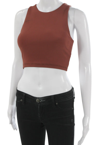 The Upside Womens Cropped Tank High Neck Sleeveless Brown Size XS