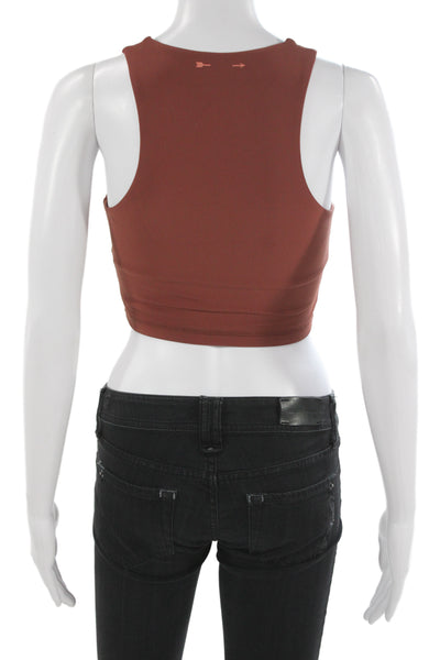 The Upside Womens Cropped Tank High Neck Sleeveless Brown Size XS