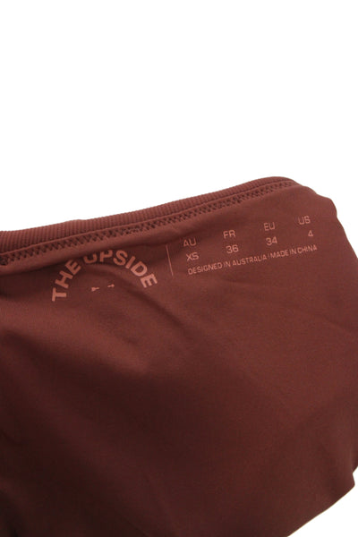 The Upside Womens Cropped Tank High Neck Sleeveless Brown Size XS