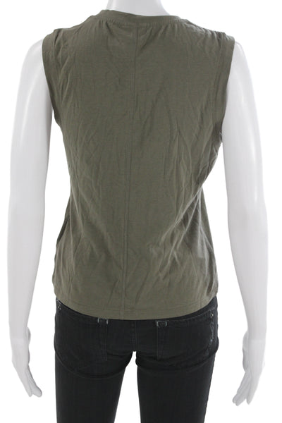 PE Nation Women Basic Sleeveless Tank Green Crew Neck Size L