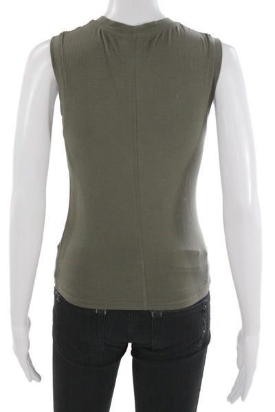 PE Nation Women Green Basic Sleeveless Tank Crew Neck Tencel Cotton Size XS