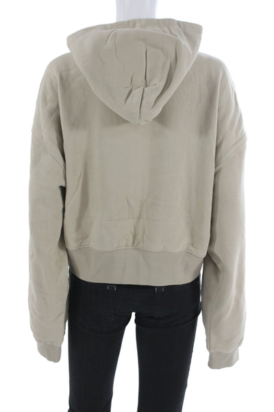 PE Nation Womens Full-zip Hoodies Beige Organic Cotton Zip Long Sleeve Size L