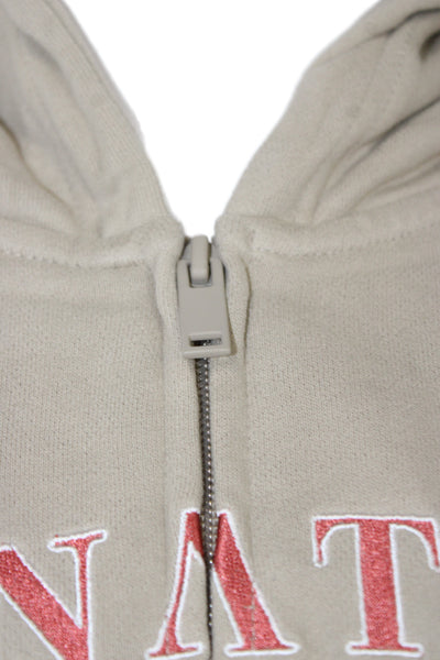 PE Nation Womens Full-zip Hoodies Beige Organic Cotton Zip Long Sleeve Size L