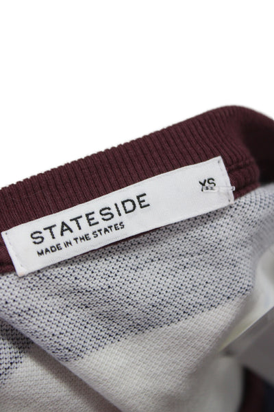 Stateside Unisex Pullover Sweatshirt Dark Blue Striped Crew Neck Cotton Size XS