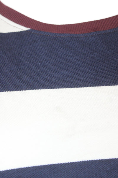 Stateside Unisex Pullover Sweatshirt Dark Blue Striped Crewneck Cotton Size S