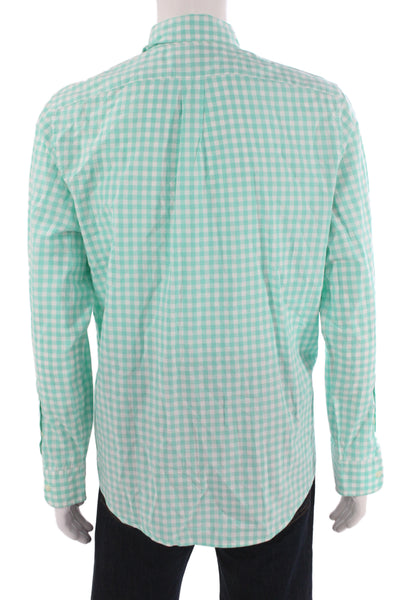 Vineyard Vines Men Button-Down Light Blue Check Cotton Long Sleeve Size M