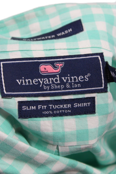 Vineyard Vines Men Button-Down Light Blue Check Cotton Long Sleeve Size M