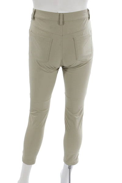 Lululemon Unisex Beige Ankle Cropped Pants Polyester Blend Button Size 28