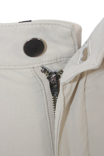 Lululemon Unisex Beige Ankle Cropped Pants Polyester Blend Button Size 28